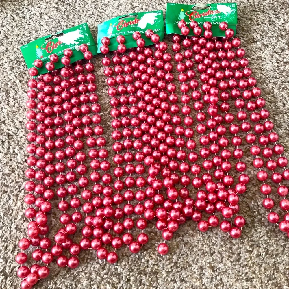 NWT 3 vintage matte rose bead garlands